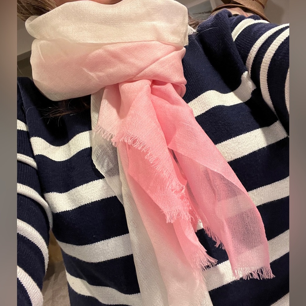 Pink to cream ombré wrap. 28” x 76”